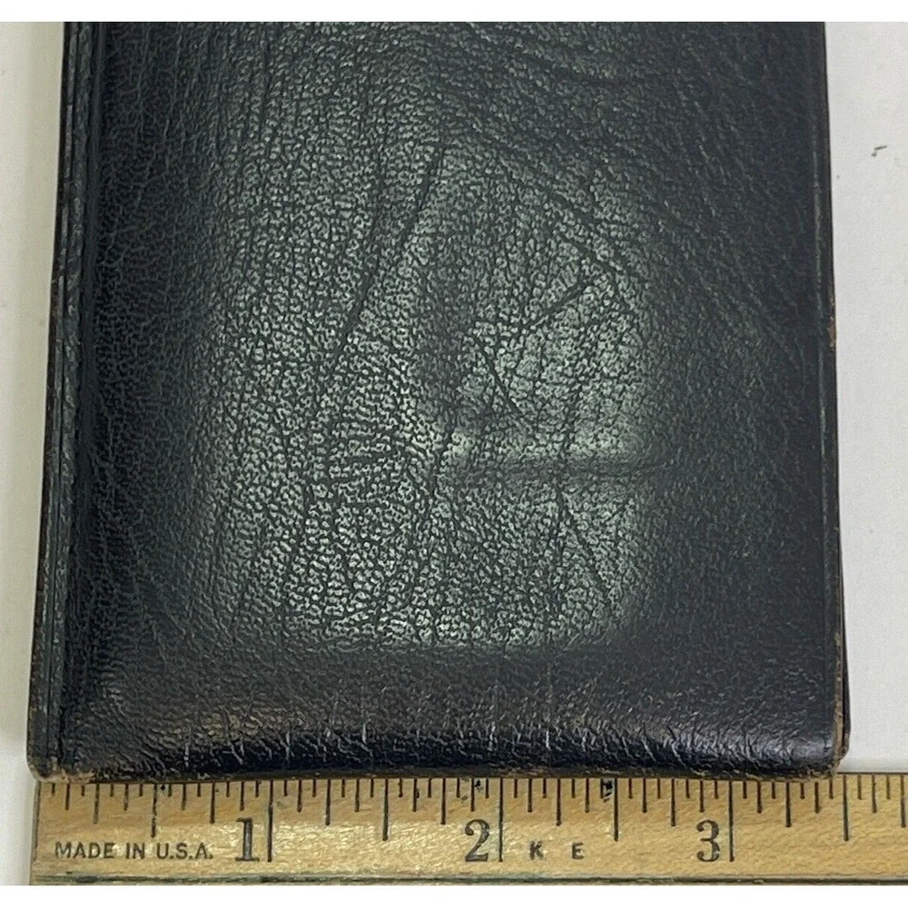 Vintage Mens Wallet Amity Consul Cowhide‎ Black Bifold Broken-In Used condition